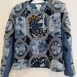 Lim's vintage cottage core Denim Patchwork Jacket Fully Lined Size S.rare